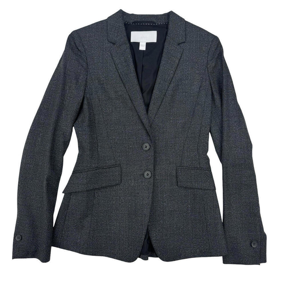 Hugo Boss Jesulea1 Slim Fit Wool Blazer Jacket Grey Size US 0
